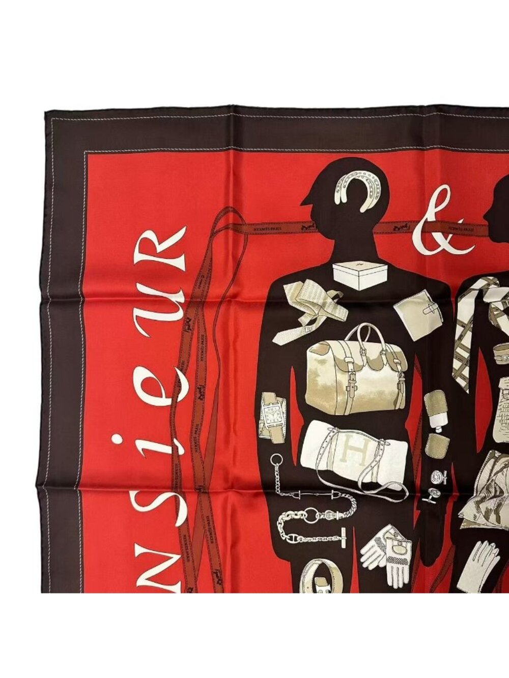 Hermes Scarf Carre 90 Silk Monsieur Et Madame & - Picture 3 of 8